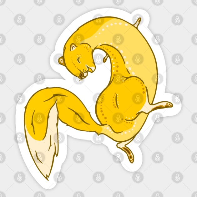 Whimsical Banana Weasel Illustration Sticker by New World Aster 